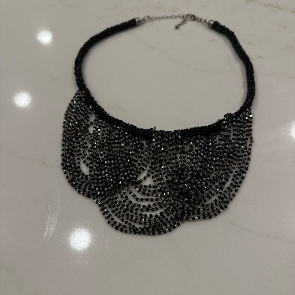 Vintage Black Beaded Necklace